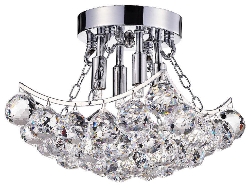 Clarus 4-Light Chrome Finish Crystal Flush Mount Chandelier Ceiling Fixture