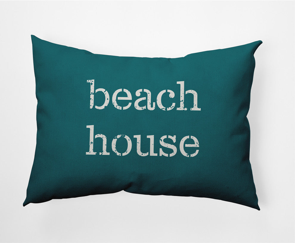 14x20" Beach House  Nautical Decorative Indoor Pillow, Ocean Teal