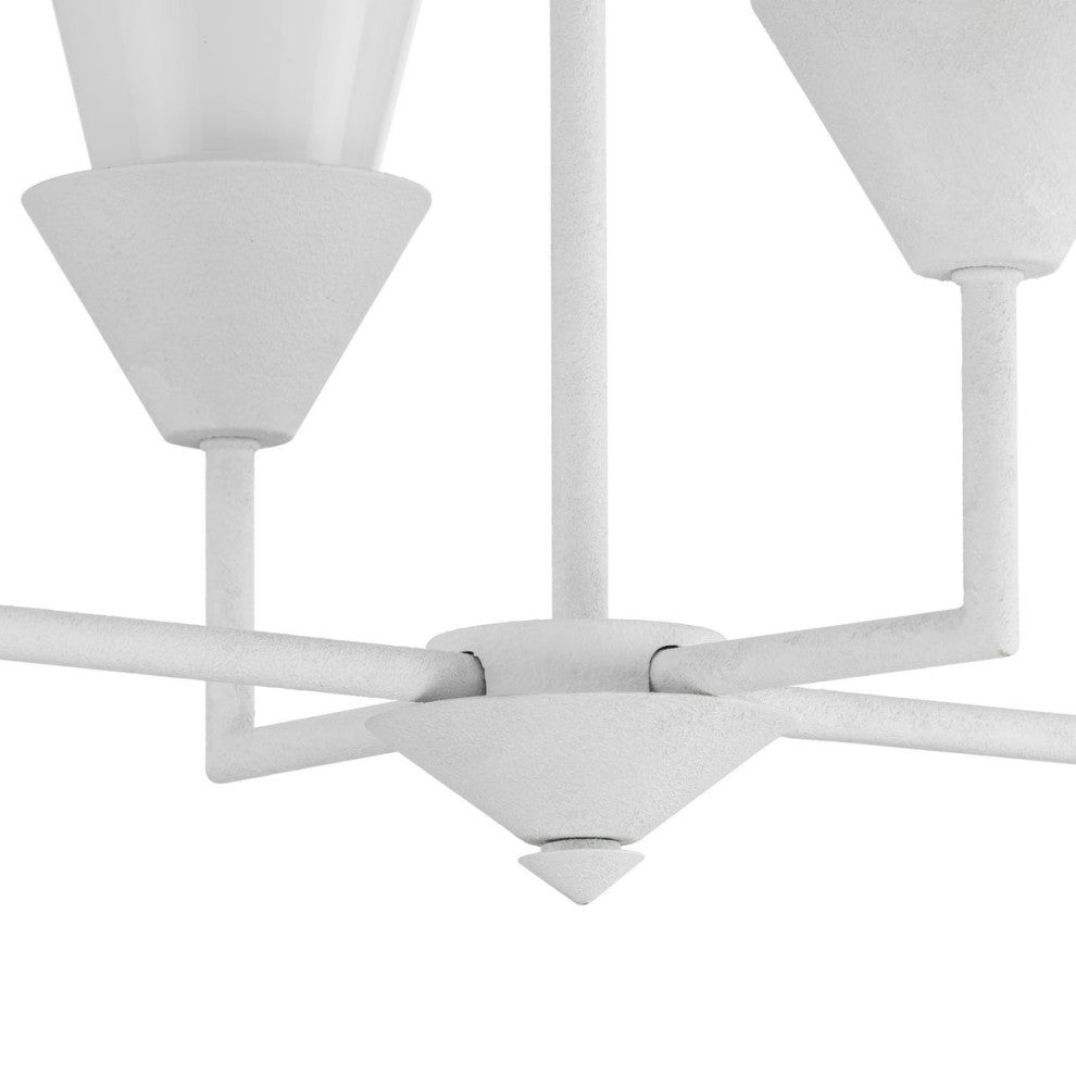 Pinellas Collection 6-Light Island Linear Chandelier Light, White Plaster