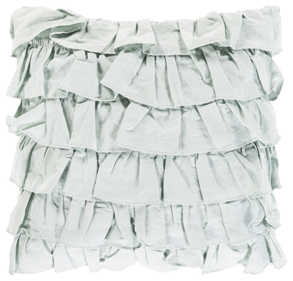 Ruffle Pillow, Ice Blue, 20"x20", Cover Only