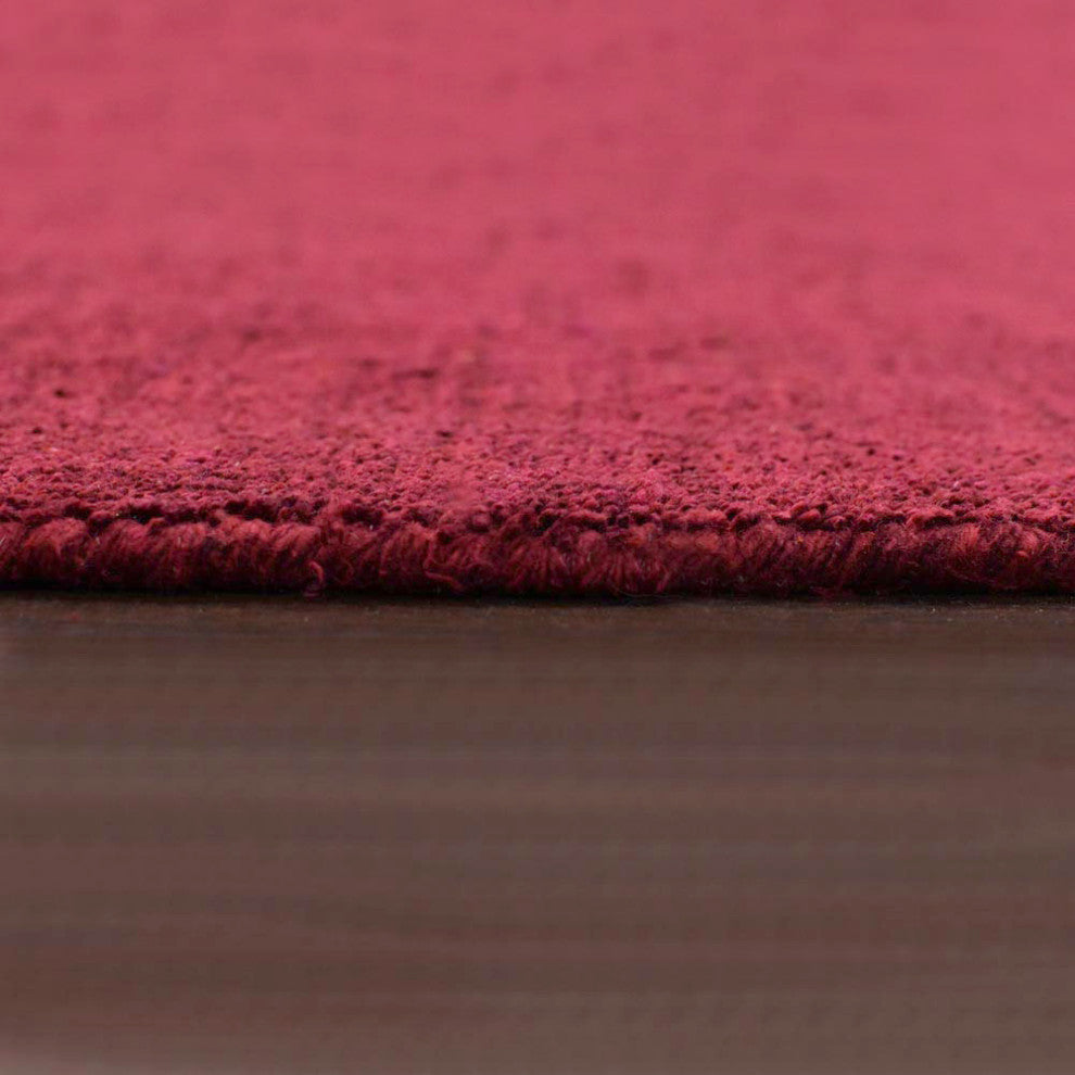 Hand Knotted Loom Silk Mix Area Rug Contemporary Red