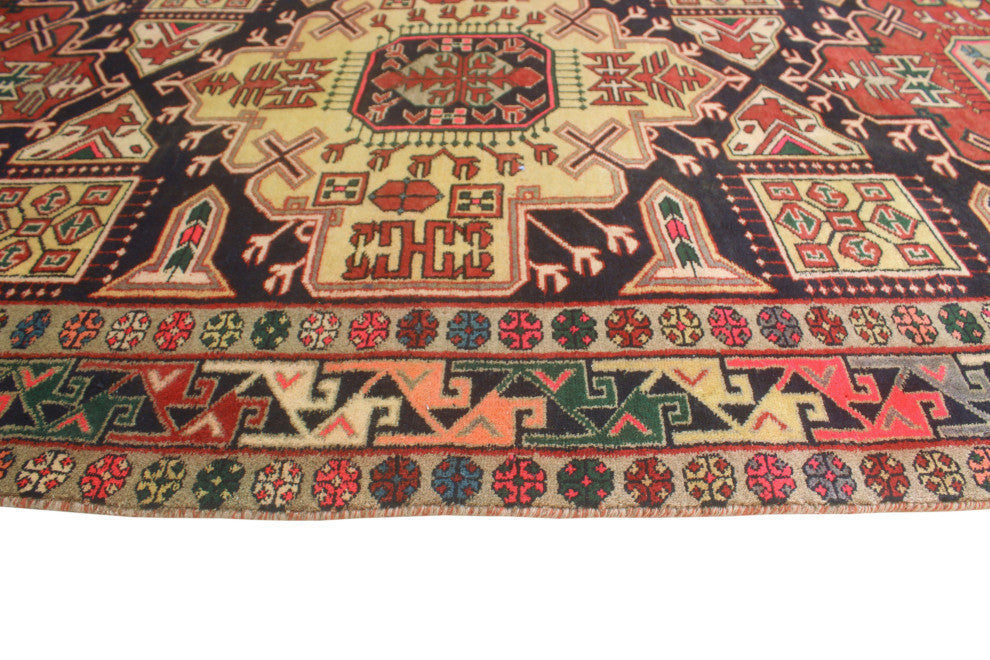 Fine Vintage Distressed Mazhar Navy/Beige Runner, 4'5x10'0