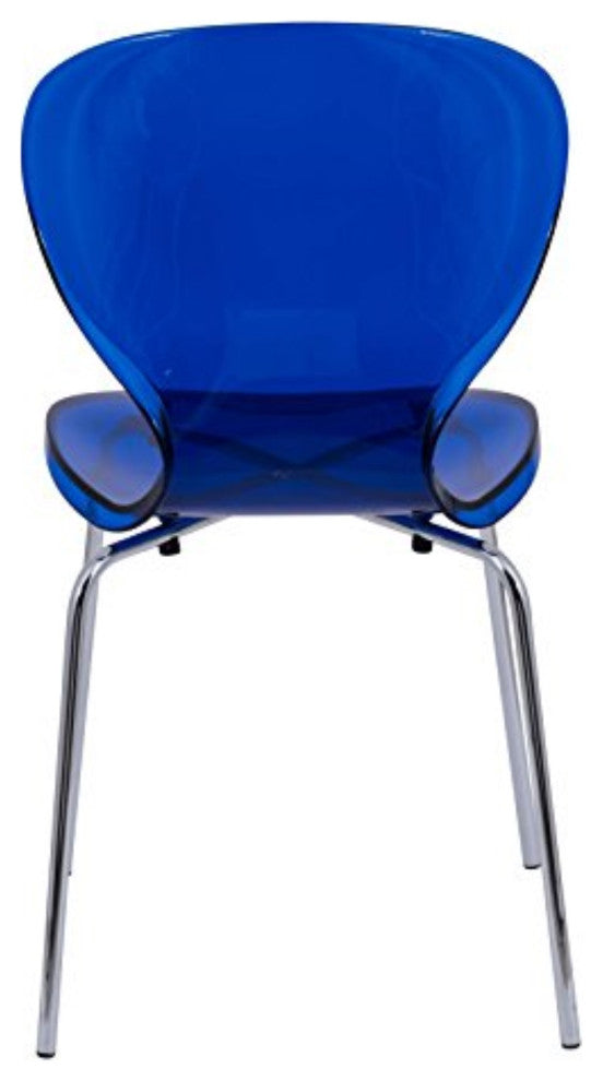 LeisureMod Modern Oyster Transparent Side Chair, Set of 2