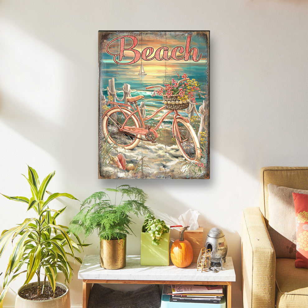 Bicycle by The Sea Wooden Block, 36 X 24