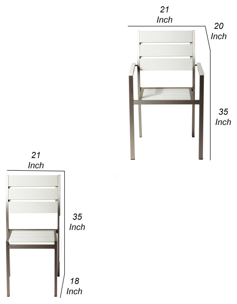 Benzara BM287840 4 Piece Armchairs and 2 Side Chairs Set, Silver Aluminum Frame
