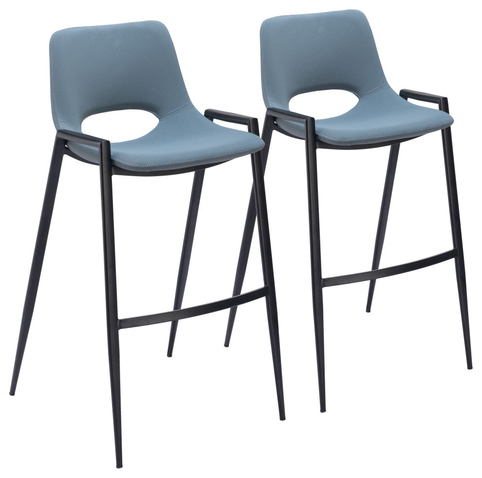 Desi Barstool Chair, Set of 2 Blue