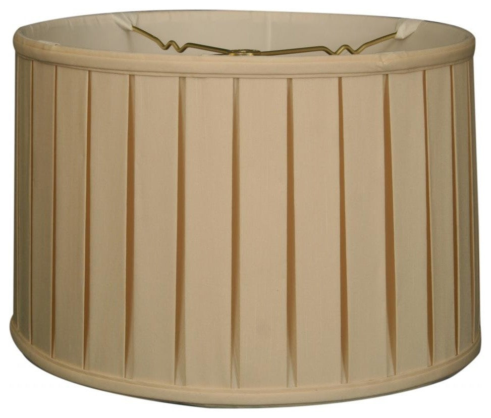 Shallow Drum English Box Pleat Basic Lampshade, 9"x10"x7", Eggshell, 17"x18"x11.