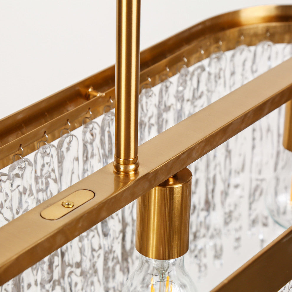 LNC Ardanidula 5-Light 43.3" Modern Rectangle LED Kitchen Island Light, Gold