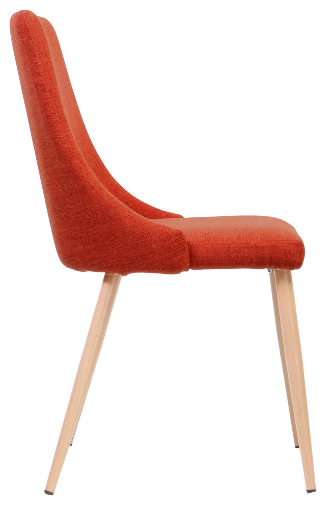 GDF Studio Soloman Fabric Dining Chairs With Wood Finished Legs, Set of 2, Muted Orange