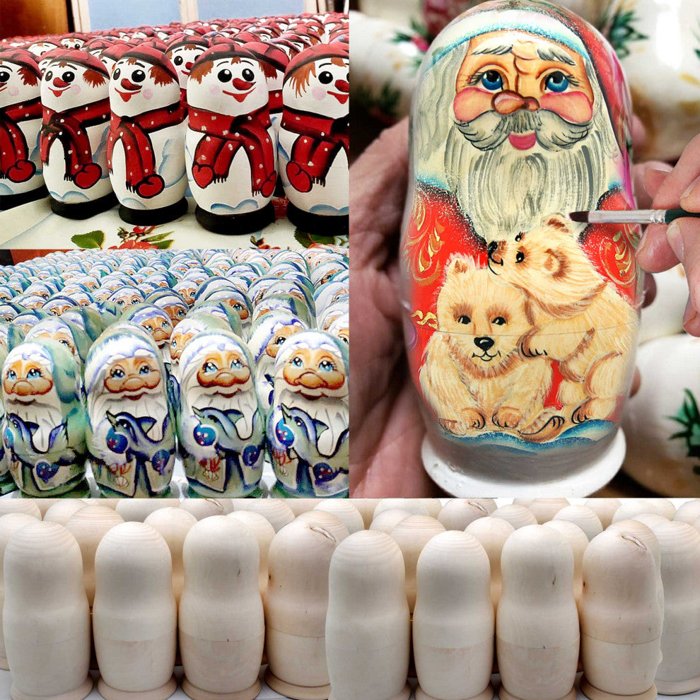 Russian 5 Piece Gift Bag Santa Nested Doll Set