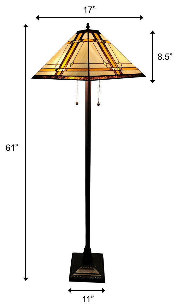 Tiffany Style 2 Light Mission Floor Lamp 61" Tall