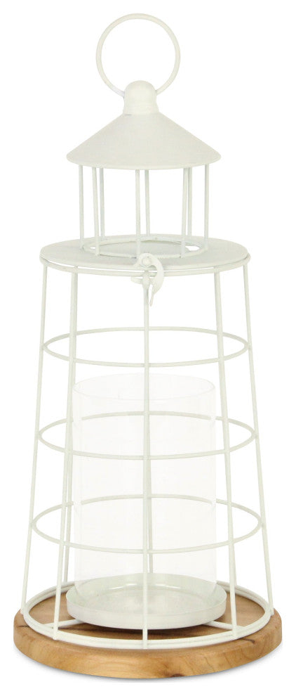Caler White Lighthouse Styled Metal Lantern - Large