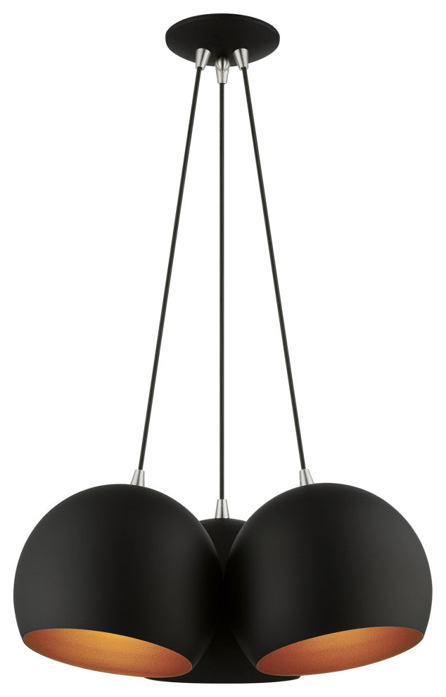 Livex Lighting 3 Light Black Globe Pendant
