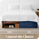 Bare Home Microfiber Bed Skirt , 15" Drop Length, Dark Blue, Full Xl