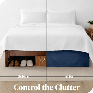 Bare Home Microfiber Bed Skirt , 15" Drop Length, Dark Blue, Full Xl