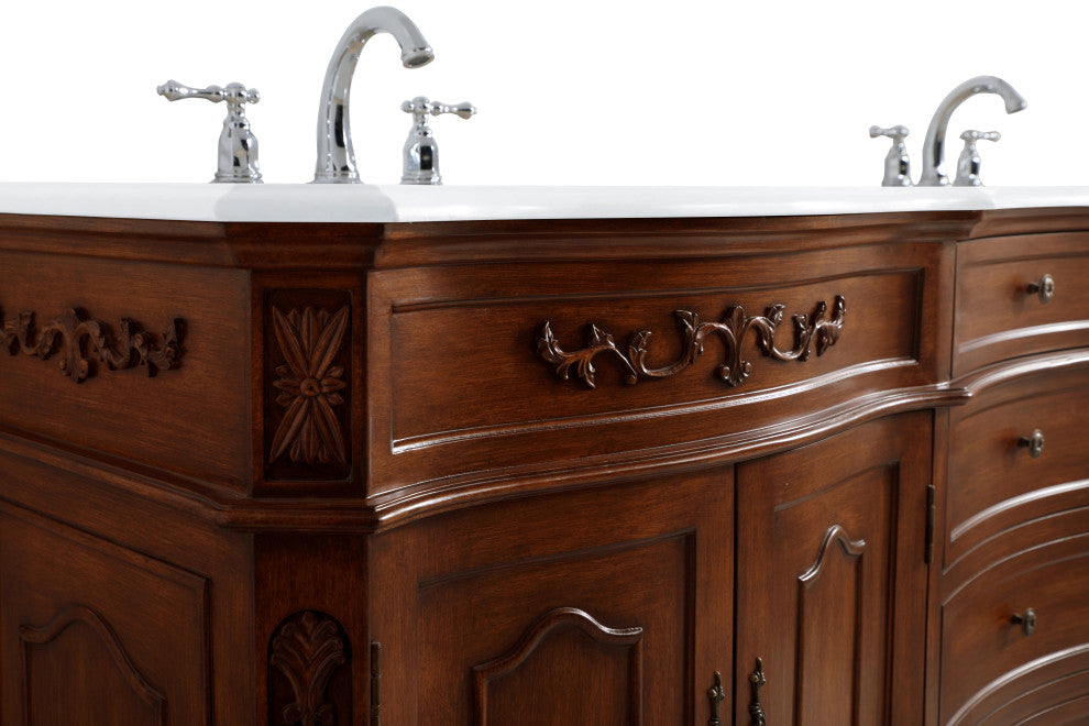 Bathroom Vanity, Teak, 72", Double Sink