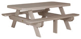 Poly 6' Rectangle Picnic Table, Weatherwood