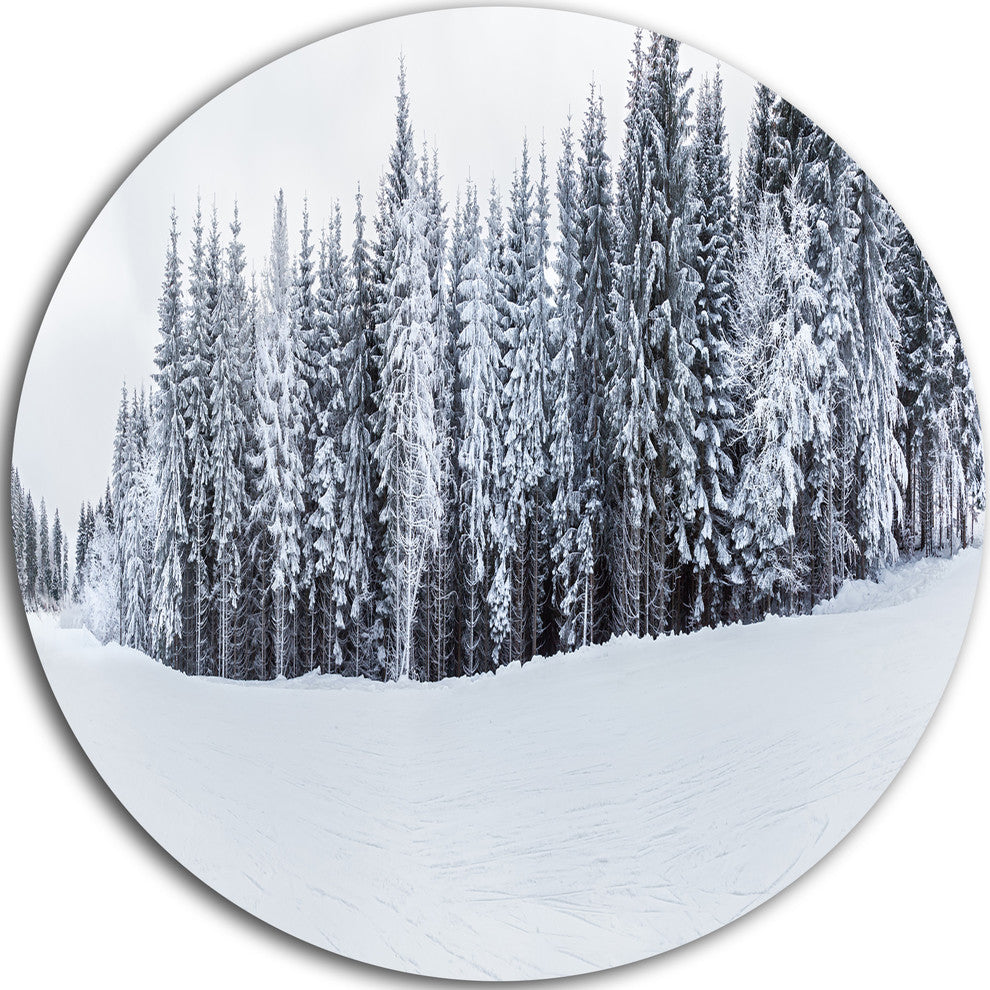 Black And White Snow-Capped Hills, Landscape Disc Metal Wall Art, 11"