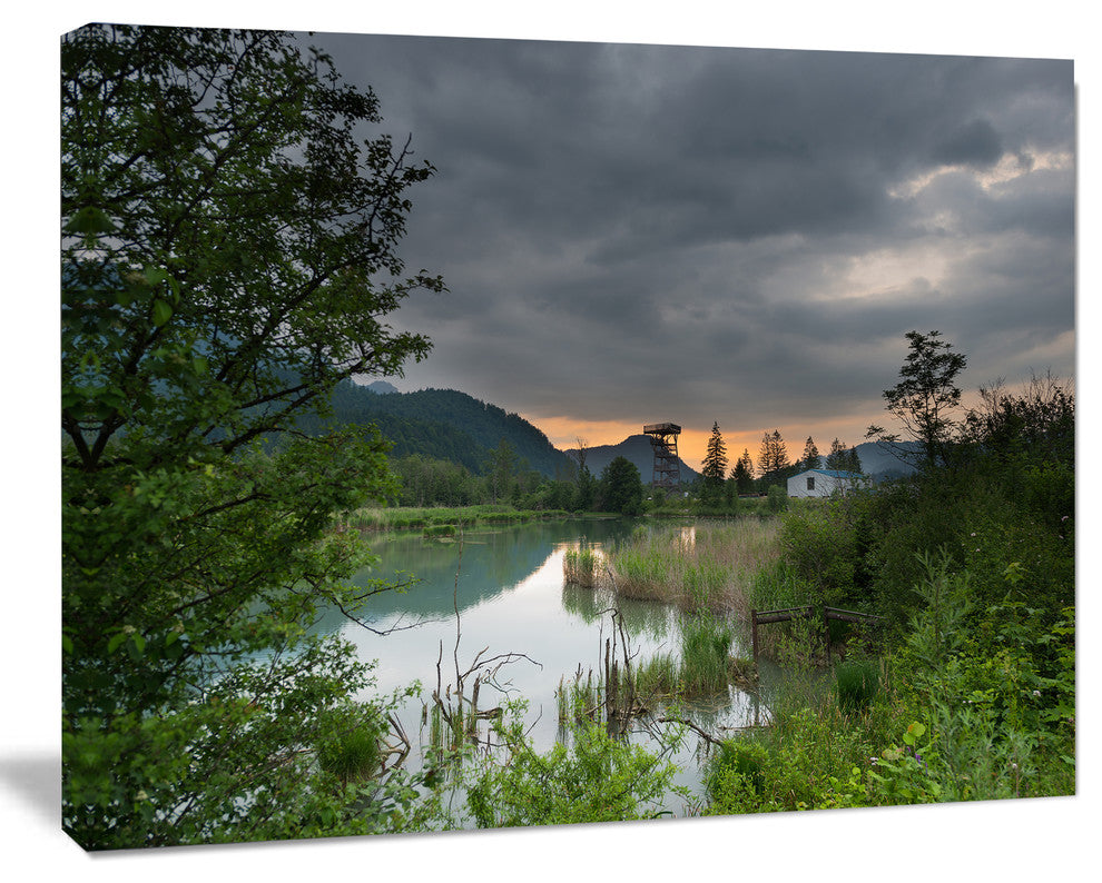 Stormy Weather Over Swamp, Landscape Canvas Art Print, 20"x12"