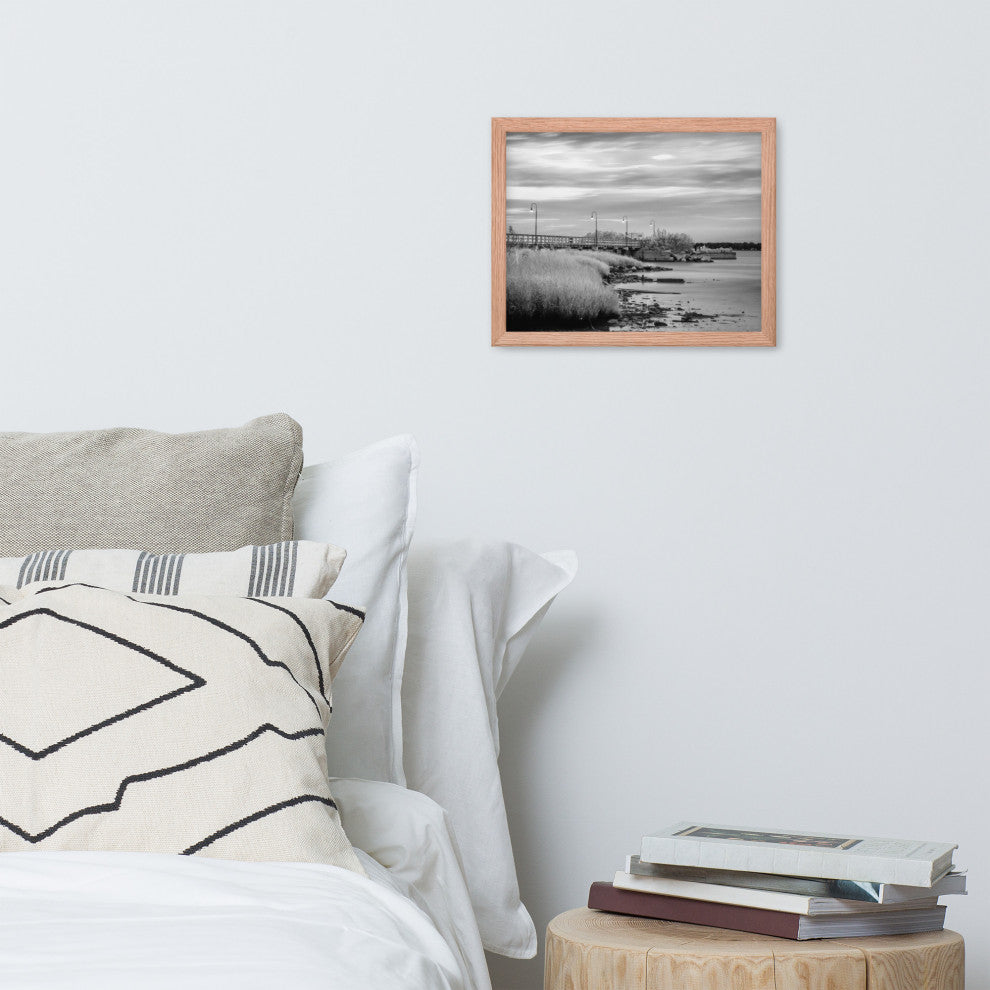 Historic New Castle 2 Coastal Landscape Framed Photo Paper Wall Art Prints, Red Oak, 11" X 14"