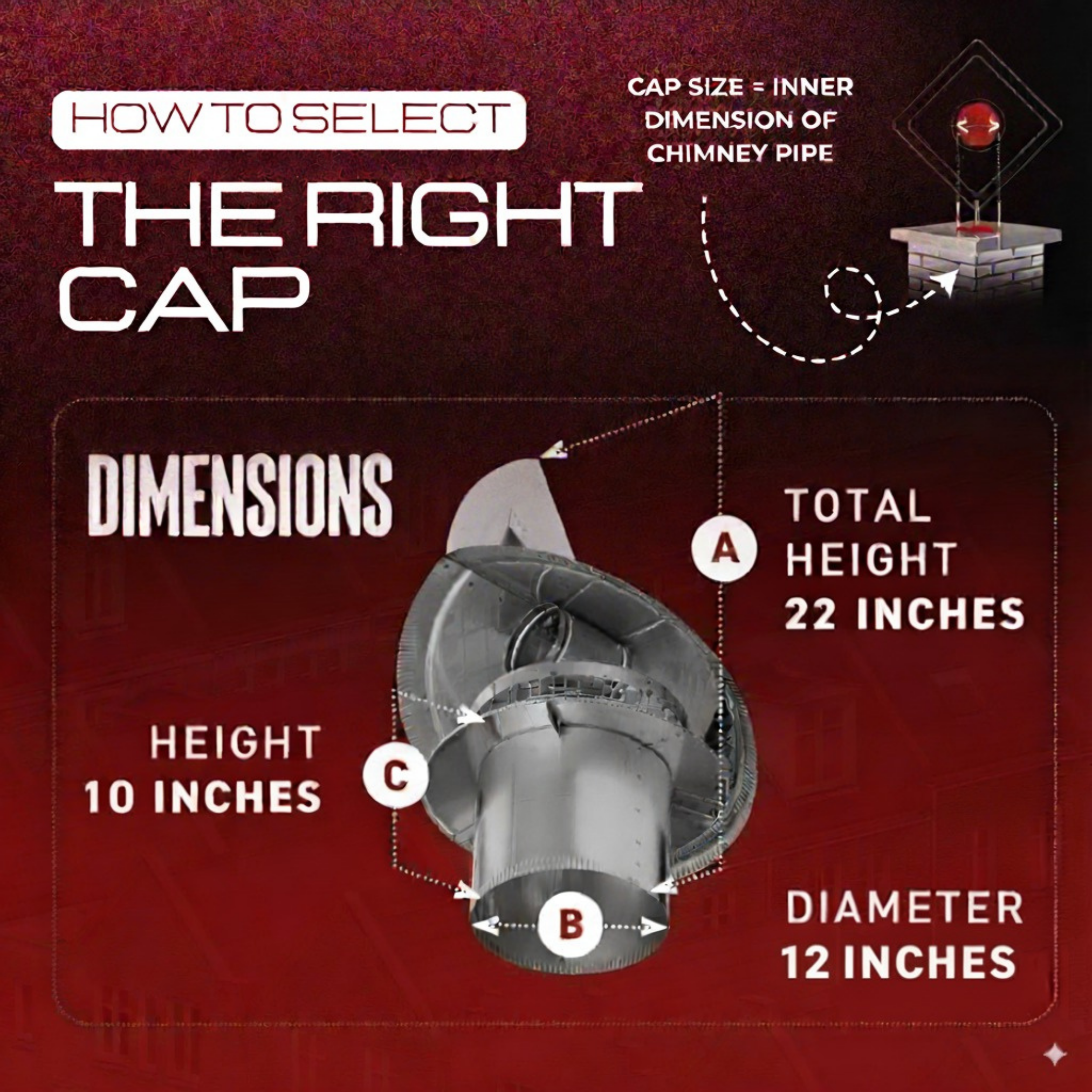 Round Non-Air Cooled Wind Directional Chimney Cap, 6", 10"