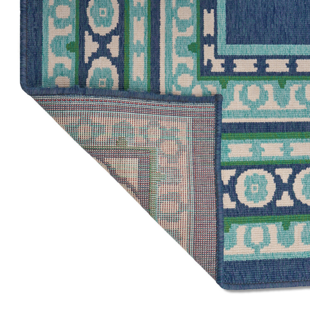GDF Studio Sean Indoor Border Area Rug, Navy and Green, 8'x11'
