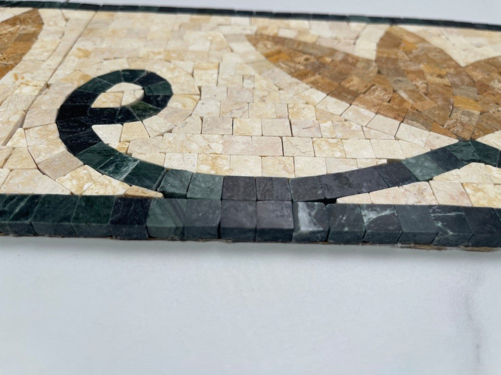 Marble Mosaic Border Insert Listello Tile Lotus Beige 5.9x12 Polished, 1 piece