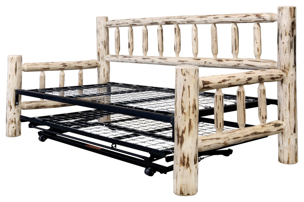 Montana Collection Day Bed With Pop Up Trundle Bed, Ready to Finish