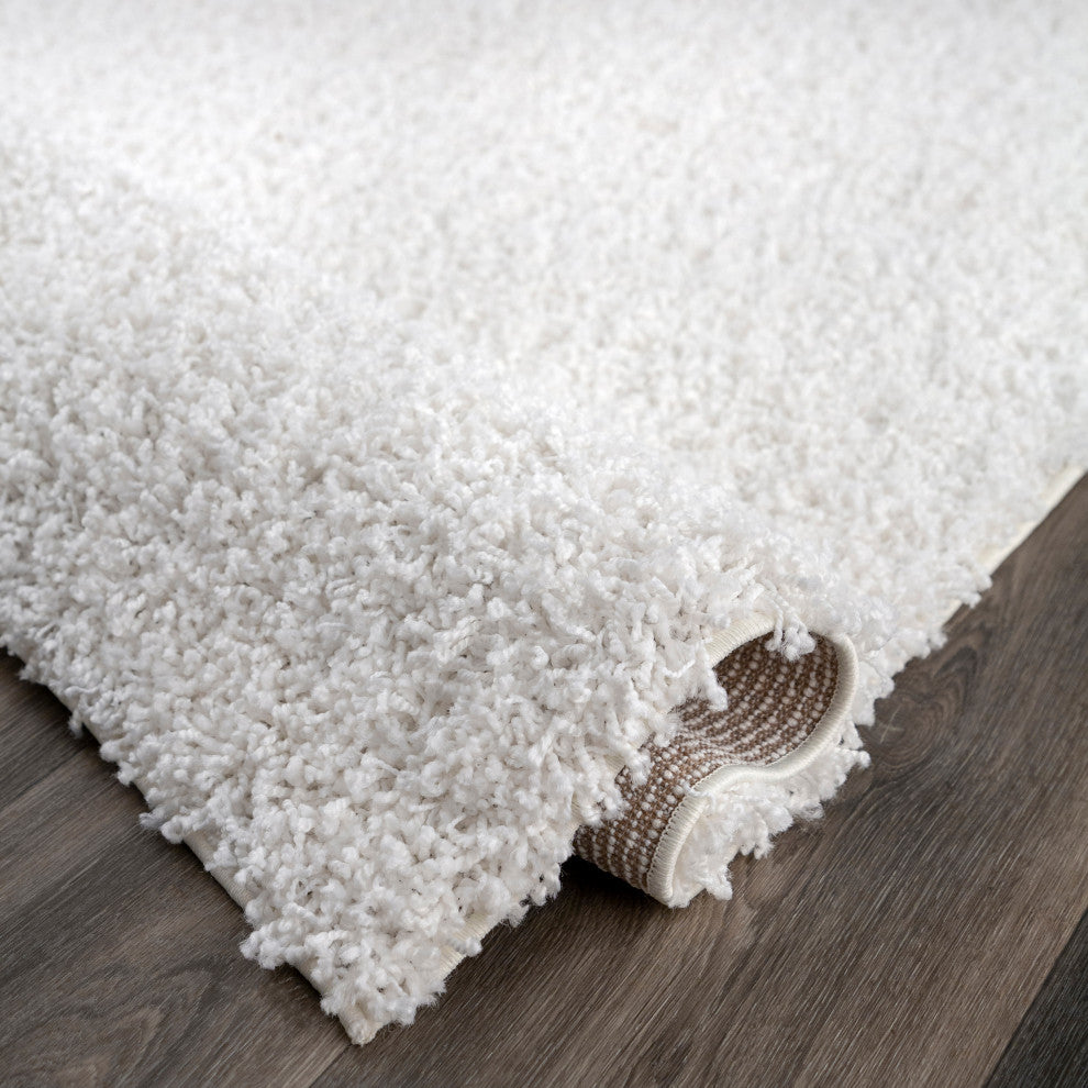 Nuloom Gwenyth Solid Shag Rug, White 2' 8" x 8'