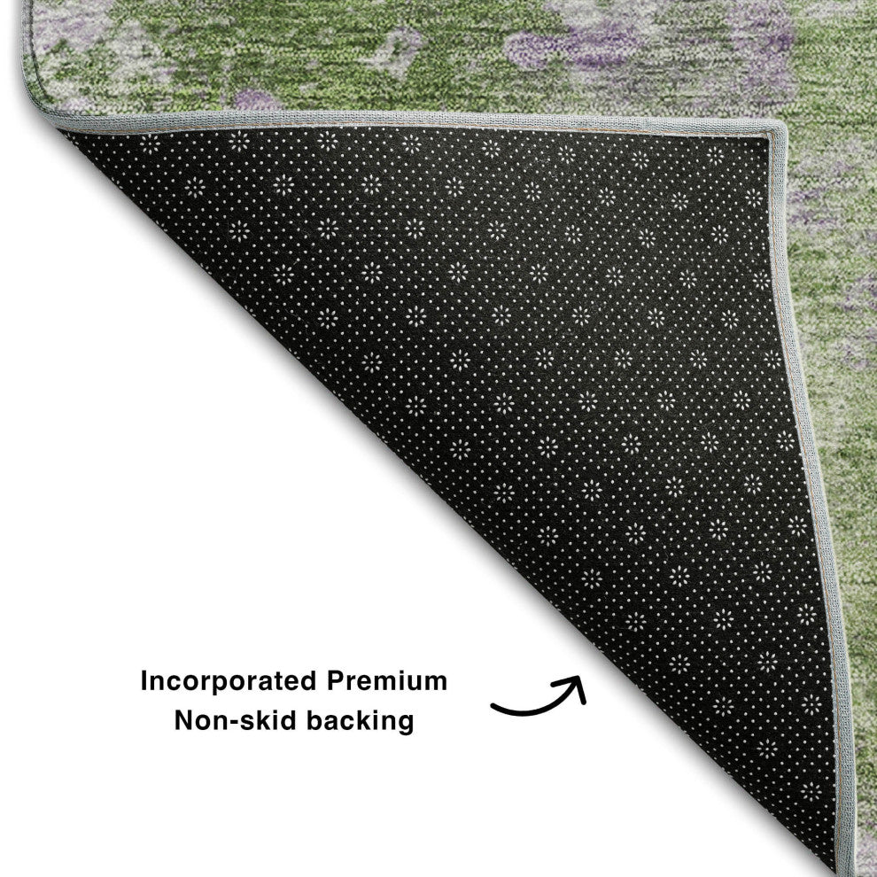 Premium Machine Washable Mayfield AMF573 Green 2'6" x 3'10" Rug