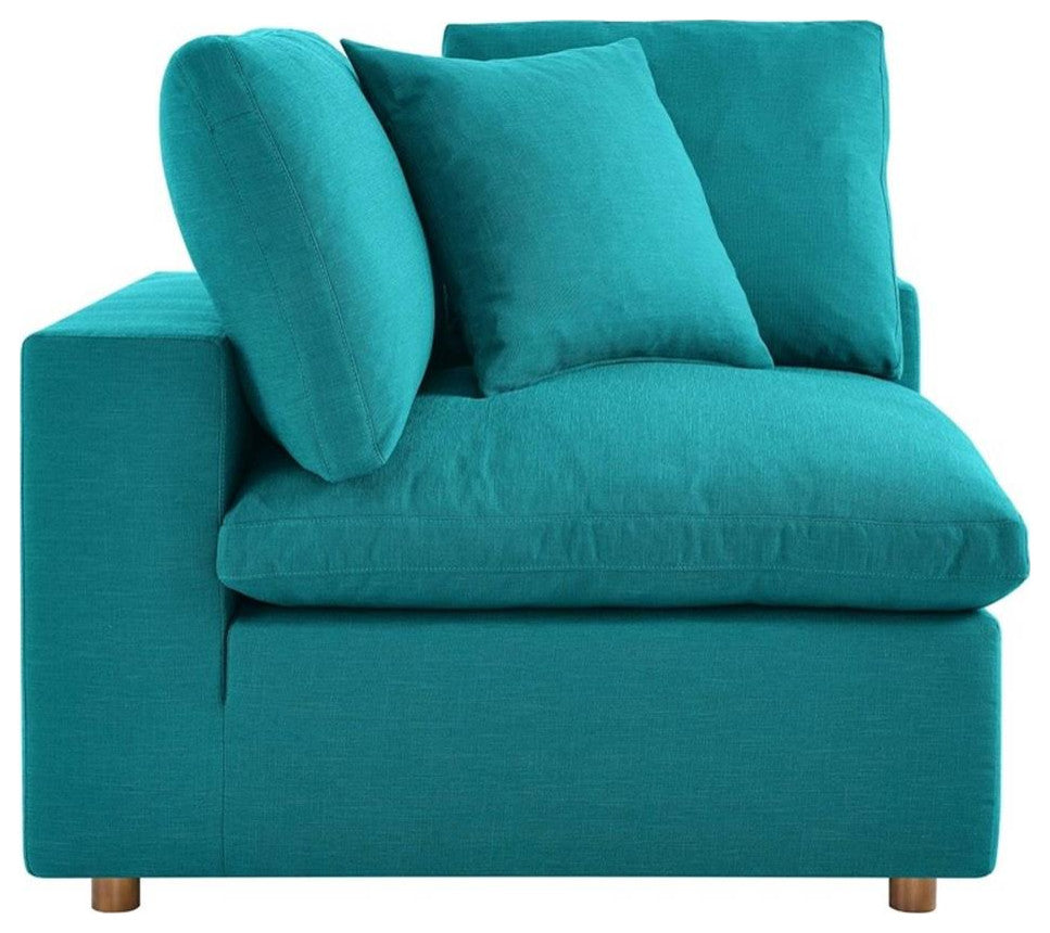 Teal Commix Down Filled Overstuffed 5 Piece Sectional Sofa Set