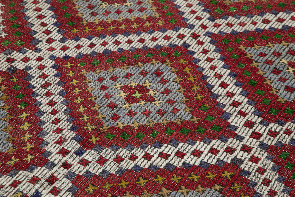 Rug N Carpet - Handmade Oriental 6' 0'' x 11' 4'' Contemporary Wool Kilim Rug