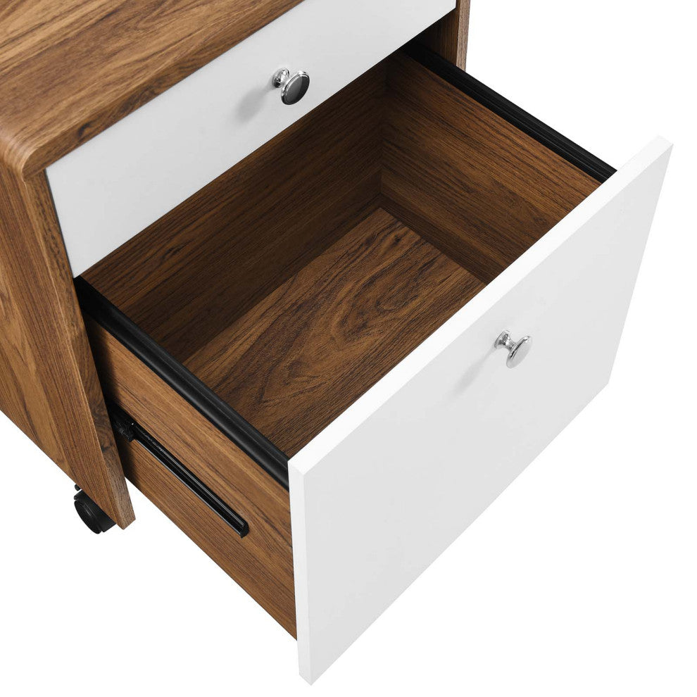 Transmit Wood File Cabinet, Walnut White