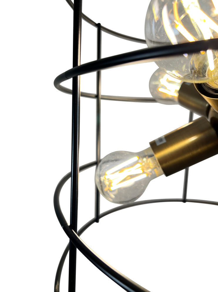 Nicte 6-Light Brass and Black Cage Chandelier