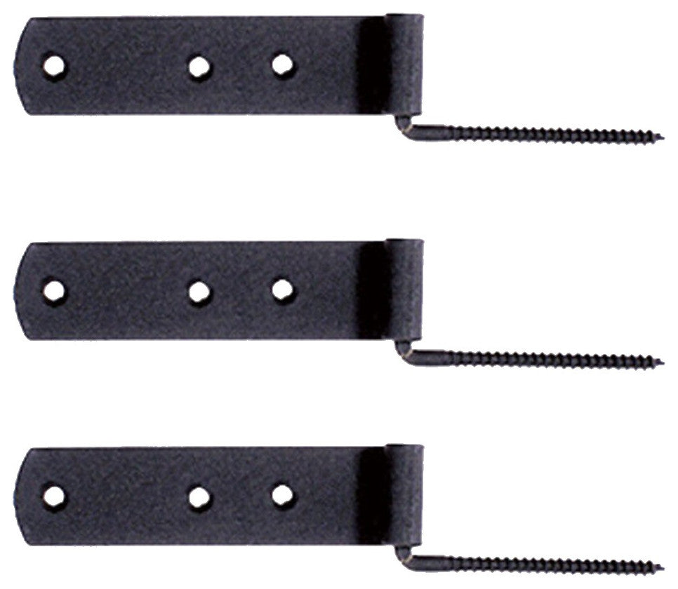 Black Shutter Gate Strap Hinge 4" L Galvanized Steel Wrought Iron Pack of 3