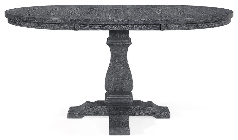 Judith Rustic Wood Expandable Oval Dining Table, Grey