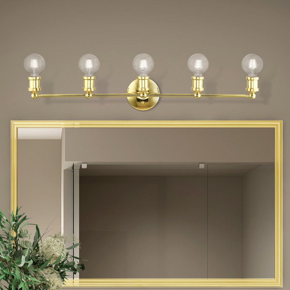 Lansdale 5 Light Polished Brass ADA Large Vanity Sconce