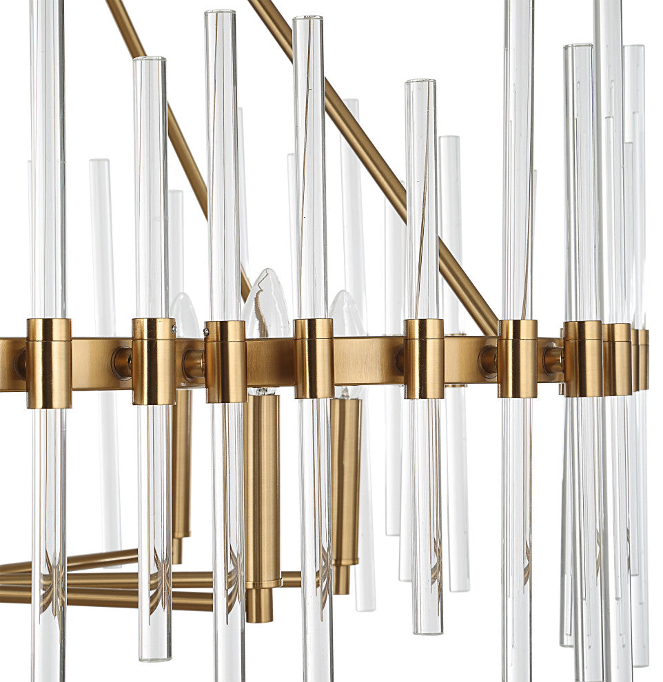 Uttermost Crystal Stick 8 Light Brass Chandelier