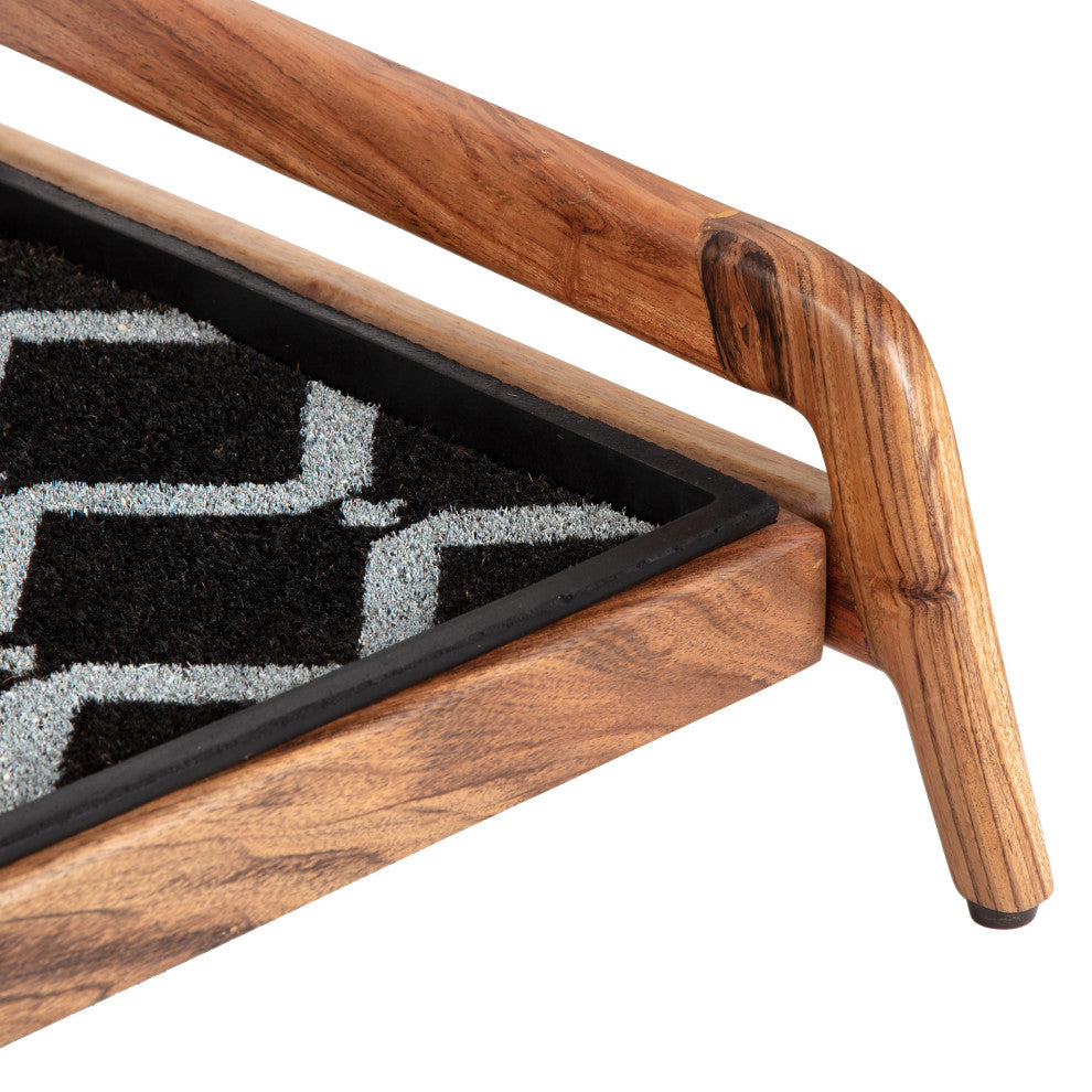 Single-Tier Natural Stand With 3-Pair Rubber Boot Tray San Tropez