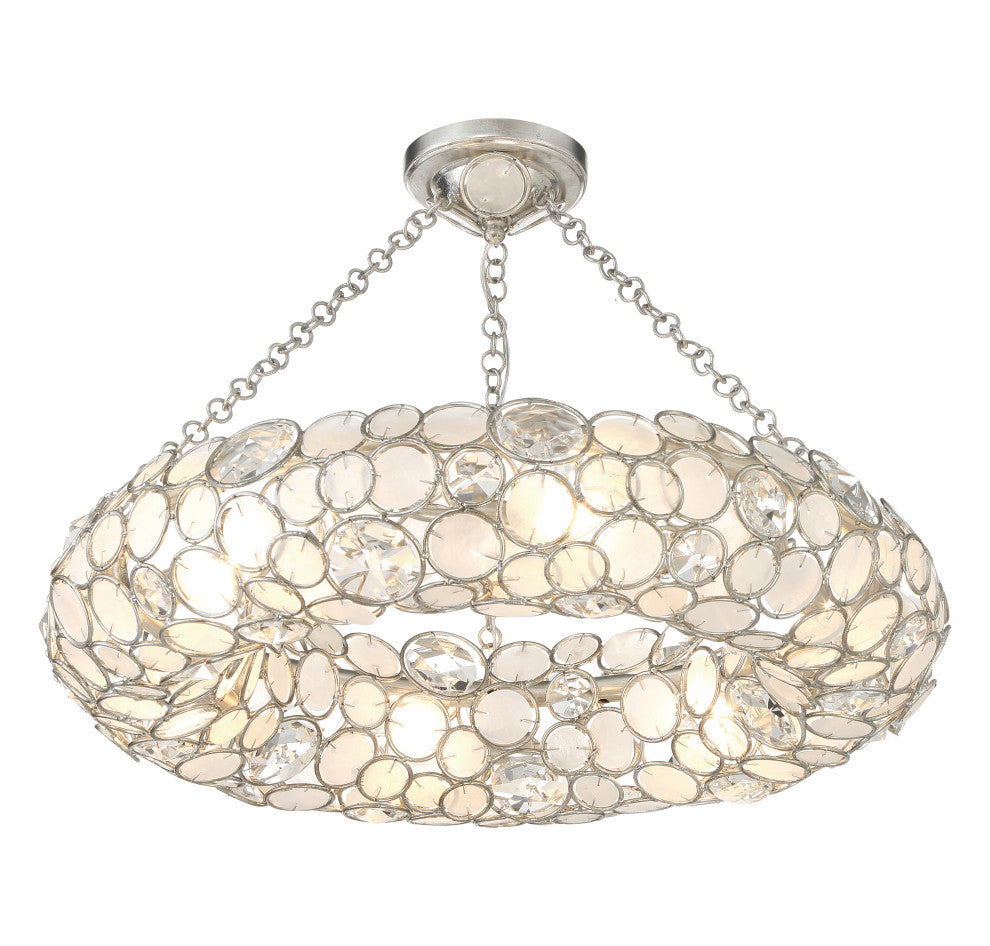 Crystorama Palla 6 Light Antique Silver Semi Flush Mount