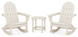 Vineyard 3-Piece Adirondack Rocking Chair Set, 18" Side Table, Sand
