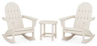 Vineyard 3-Piece Adirondack Rocking Chair Set, 18" Side Table, Sand