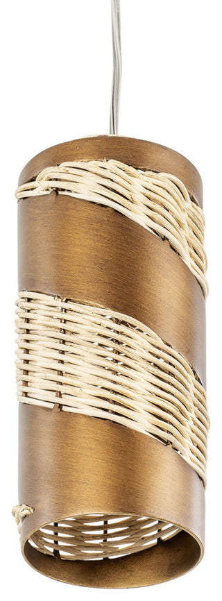 Flow 1-Lt Cylinder Mini Pendant - Baguette/Natural Rattan