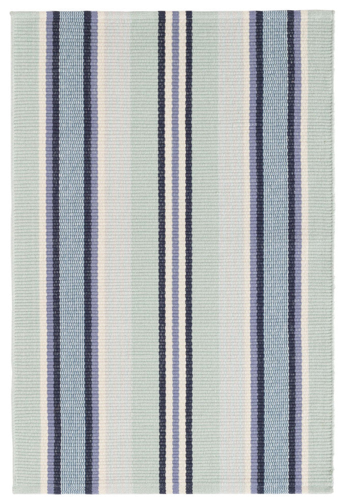 Dash & Albert Barbados Stripe Handwoven Cotton Rug, Blue, 2' x 3'
