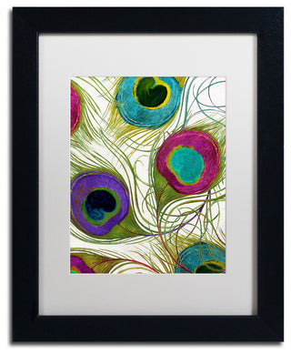 Color Bakery 'Peacock Feathers I' Art, Black Frame, White Matte, 11"x14"