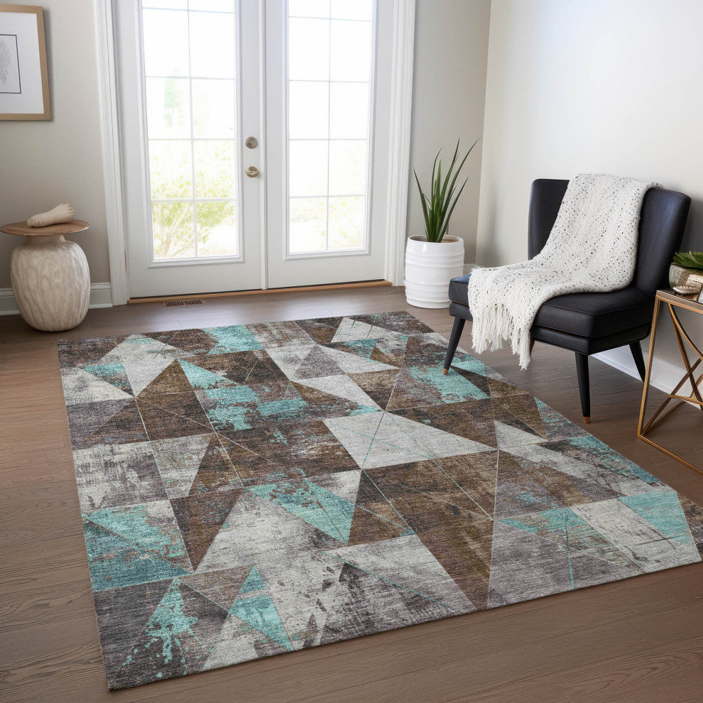 Machine Washable Indoor/Outdoor Chantille ACN1888 Chocolate 5' x 7'6" Rug