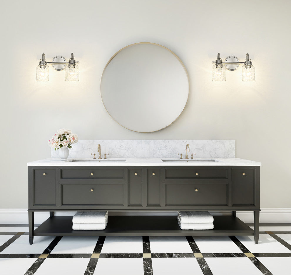 Zlite 340-2V-BN 2-Light Vanity, Clear Seeded