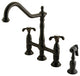 Kingston Brass Bridge Kitchen Faucet With Brass Sprayer, Oil Rubbed Bronze