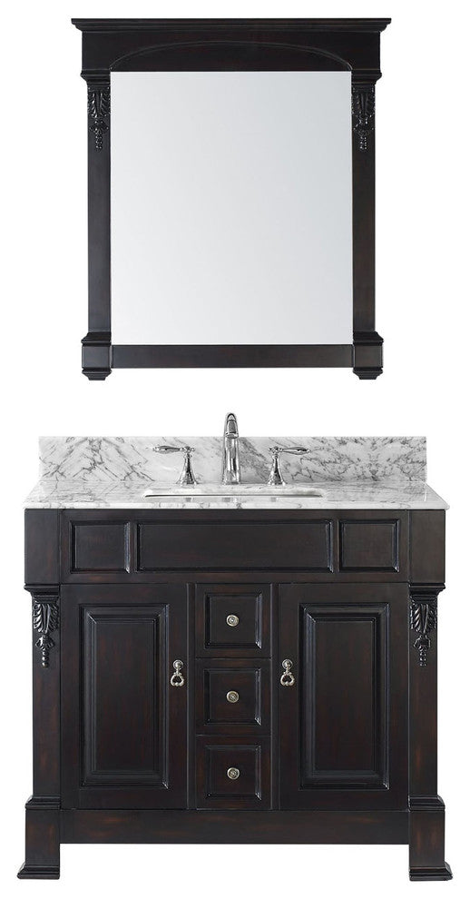 Virtu Huntshire 40" Single Bathroom Vanity, Dark Walnut, Mirror