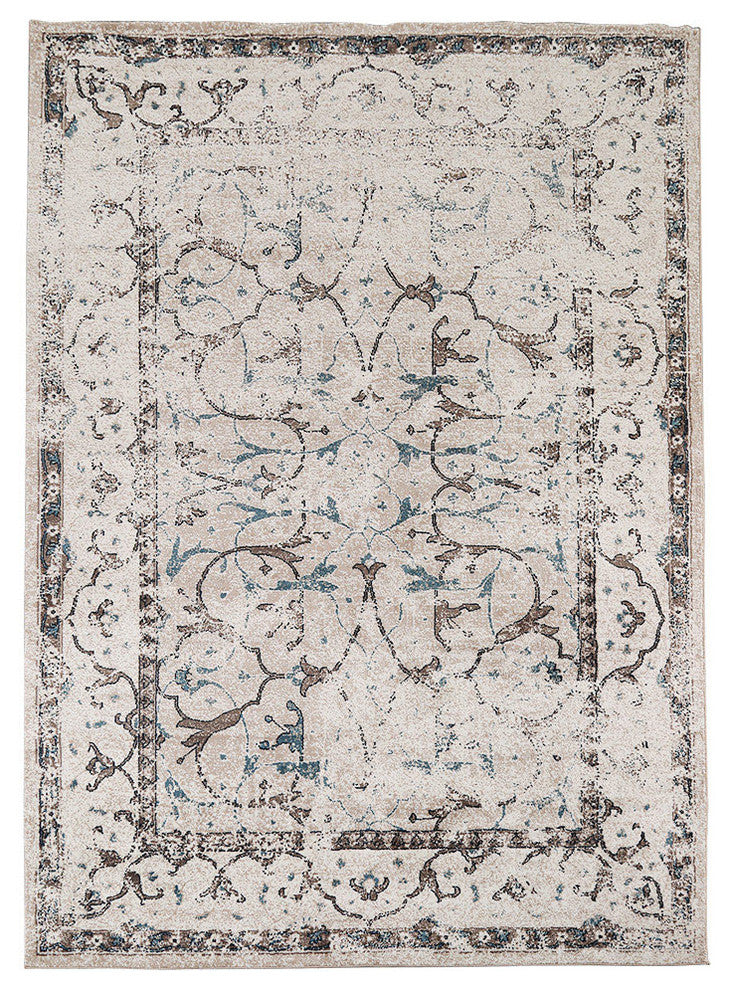 LNC Mat Indoor Distressed Vintage Abstract Non Slip Area Rug, 5' X 7'